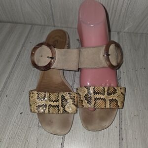 Gabor Basutes Womens Leather Animal Print Sandals Slip On UK 4.5 US Size 7